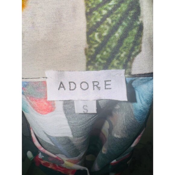 Retro 70s Colorful Sleeveless Button-Up Collared Blouse Top By Adore S Geometric - Picture 7 of 8